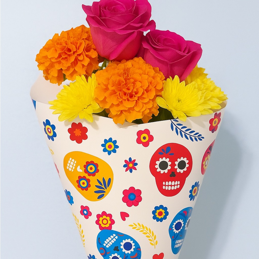 20 Sheets Floral Wrapping Paper – Día de Muertos Design, 22x22 inch